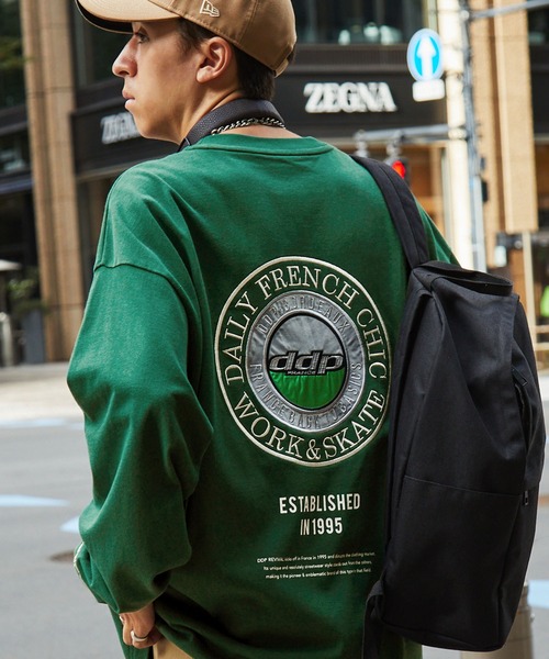 ddp（ディーディーピー）の「DDP/ディーディーピー 別注 サークルロゴ刺繍 ヘビーウェイト ビッグシルエット長袖Tシャツ（Tシャツ/カットソー・メンズ・ブラック系1/グレー系1/ブラック系2/グリーン系1/ホワイト系1/ホワイト系2・M/L）」の12枚目の写真