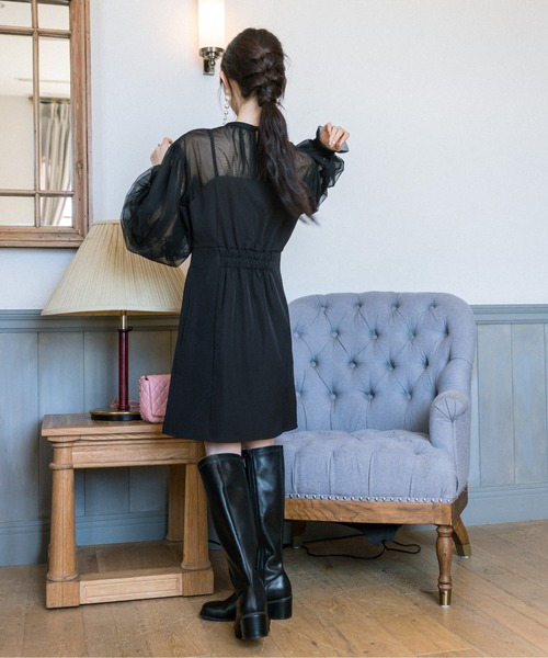 OLIVE des OLIVE(オリーブデオリーブ)の「littleorunチュールドッキングワンピース 1032180040(ドレス・レディース・ブラック/ライトグレー・FREE)」の8枚目の写真