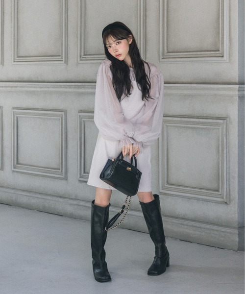 OLIVE des OLIVE(オリーブデオリーブ)の「littleorunチュールドッキングワンピース 1032180040(ドレス・レディース・ブラック/ライトグレー・FREE)」の9枚目の写真