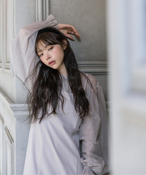 OLIVE des OLIVE(オリーブデオリーブ)の「littleorunチュールドッキングワンピース 1032180040(ドレス・レディース・ブラック/ライトグレー・FREE)」の11枚目の写真