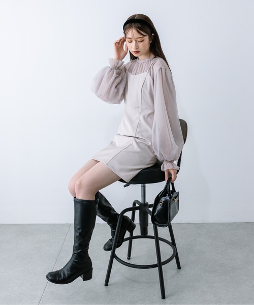 OLIVE des OLIVE(オリーブデオリーブ)の「littleorunチュールドッキングワンピース 1032180040(ドレス・レディース・ブラック/ライトグレー・FREE)」の15枚目の写真
