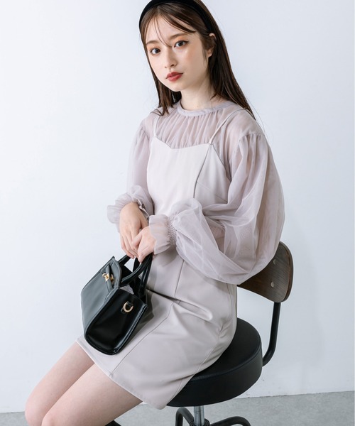 OLIVE des OLIVE(オリーブデオリーブ)の「littleorunチュールドッキングワンピース 1032180040(ドレス・レディース・ブラック/ライトグレー・FREE)」の16枚目の写真