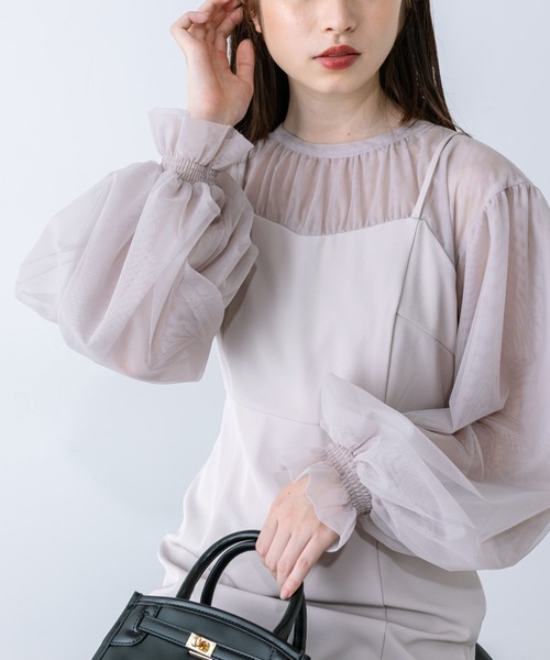 OLIVE des OLIVE(オリーブデオリーブ)の「littleorunチュールドッキングワンピース 1032180040(ドレス・レディース・ブラック/ライトグレー・FREE)」の17枚目の写真