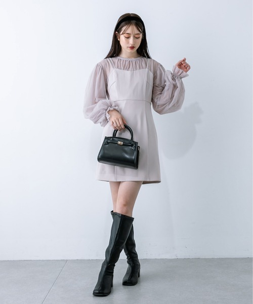 OLIVE des OLIVE(オリーブデオリーブ)の「littleorunチュールドッキングワンピース 1032180040(ドレス・レディース・ブラック/ライトグレー・FREE)」の18枚目の写真