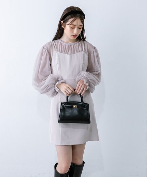 OLIVE des OLIVE(オリーブデオリーブ)の「littleorunチュールドッキングワンピース 1032180040(ドレス・レディース・ブラック/ライトグレー・FREE)」の19枚目の写真