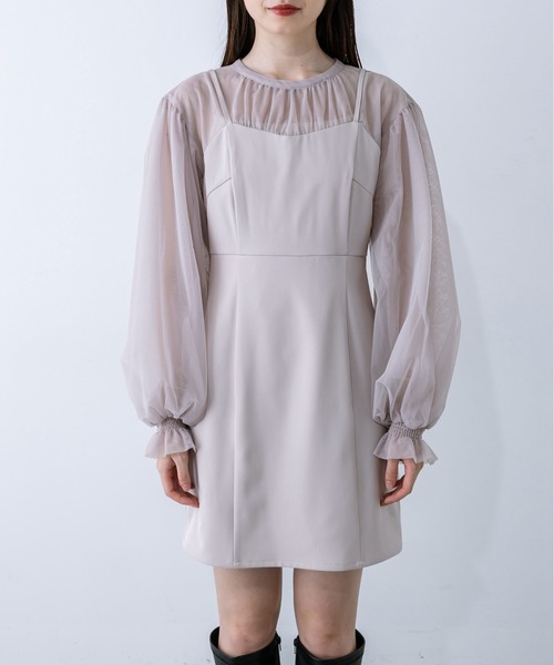 OLIVE des OLIVE(オリーブデオリーブ)の「littleorunチュールドッキングワンピース 1032180040(ドレス・レディース・ブラック/ライトグレー・FREE)」の21枚目の写真