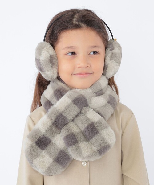 SHIPS(シップス)の「SHIPS KIDS:フェイクファー マフラー(マフラー・キッズ・ピンク/グレー系/オフホワイト・ONE SIZE)」の1枚目の写真
