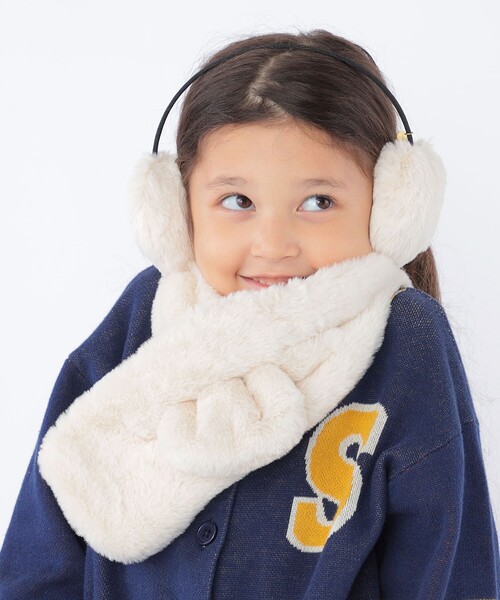 SHIPS(シップス)の「SHIPS KIDS:フェイクファー マフラー(マフラー・キッズ・ピンク/グレー系/オフホワイト・ONE SIZE)」の6枚目の写真