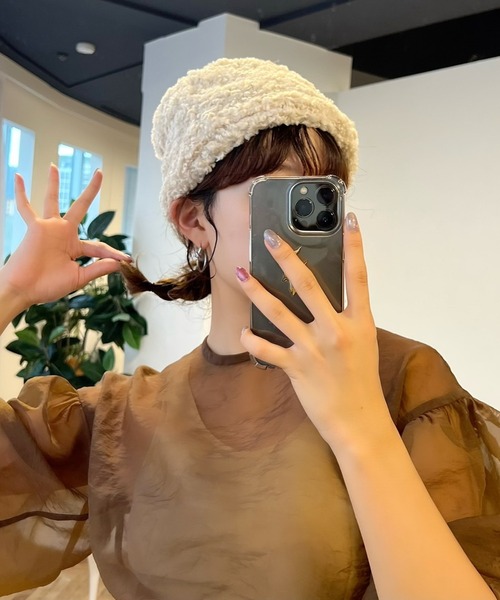 VICKY(ビッキー)の「【KOREAN ITEM】ボアバケットハット(ハット・レディース・ベージュ/ブラック・FREE)」の4枚目の写真