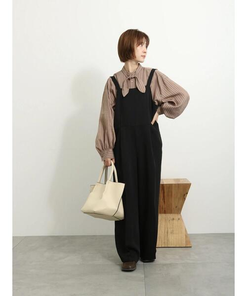 Samansa Mos2 blue（サマンサモスモスブルー）の「ストライプボウタイブラウス（シャツ/ブラウス・レディース・ベージュ/キナリ/ブラック・F）」の14枚目の写真