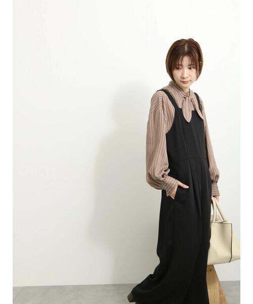 Samansa Mos2 blue（サマンサモスモスブルー）の「ストライプボウタイブラウス（シャツ/ブラウス・レディース・ベージュ/キナリ/ブラック・F）」の15枚目の写真