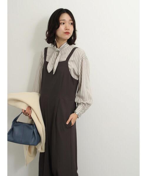 Samansa Mos2 blue（サマンサモスモスブルー）の「ストライプボウタイブラウス（シャツ/ブラウス・レディース・ベージュ/キナリ/ブラック・F）」の19枚目の写真