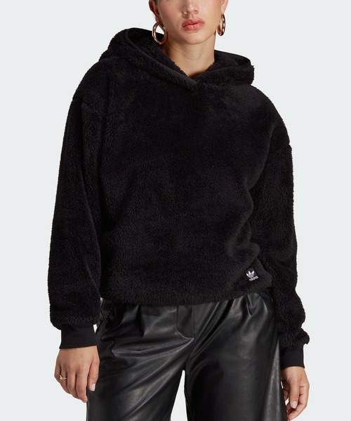 adidas（アディダス）の「エッセンシャルズ+ フラッフィー テディパーカー / アディダス adidas（パーカー・レディース・ブラック/ホワイト・MEDIUM/SMALL/LARGE）」の2枚目の写真