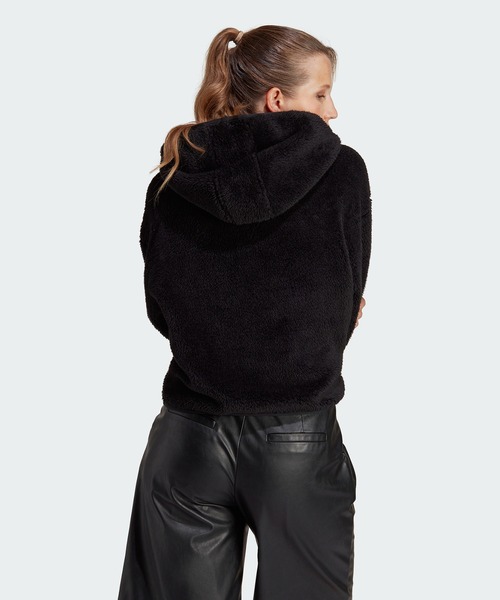 adidas（アディダス）の「エッセンシャルズ+ フラッフィー テディパーカー / アディダス adidas（パーカー・レディース・ブラック/ホワイト・MEDIUM/SMALL/LARGE）」の7枚目の写真