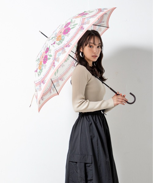 because（ビコーズ）の「【UVカット率80%】-because- スカーフプリント長傘（長傘・レディース・サックスブルー/オフホワイト・FREE）」の3枚目の写真