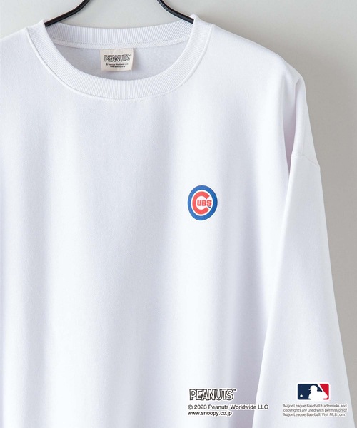 MLB(メジャーリーグベースボール)の「【MLB ×PEANUTS】コラボ 裏起毛 クルートレーナ- スウェット ドロップショルダー オーバーサイズ バックプリント(スウェット・メンズ・ブラック/オフホワイト/ブルー系その他/ホワイト/グレー系その他/杢グレー・LARGE/MEDIUM/X-LARGE)」の18枚目の写真