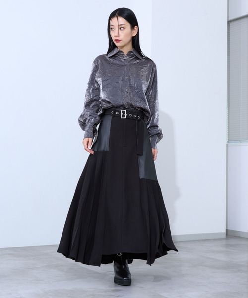 Ellno de Mavie(エルノデメヴィ)の「メタリックルーズシャツ/SET UP対応(シャツ/ブラウス・レディース・ブラック/シルバー・FREE)」の15枚目の写真