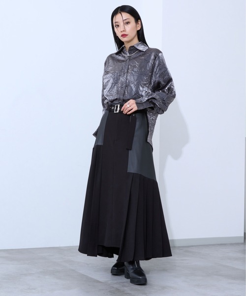 Ellno de Mavie(エルノデメヴィ)の「メタリックルーズシャツ/SET UP対応(シャツ/ブラウス・レディース・ブラック/シルバー・FREE)」の16枚目の写真