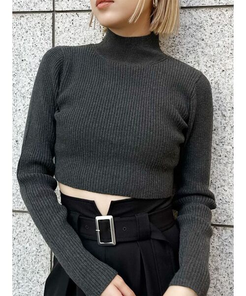 MURUA（ムルーア）の「クロップトメランジニット（ニット/セーター・レディース・レッド/ブルー/ダークグレー/その他1/その他・FREE）」の2枚目の写真