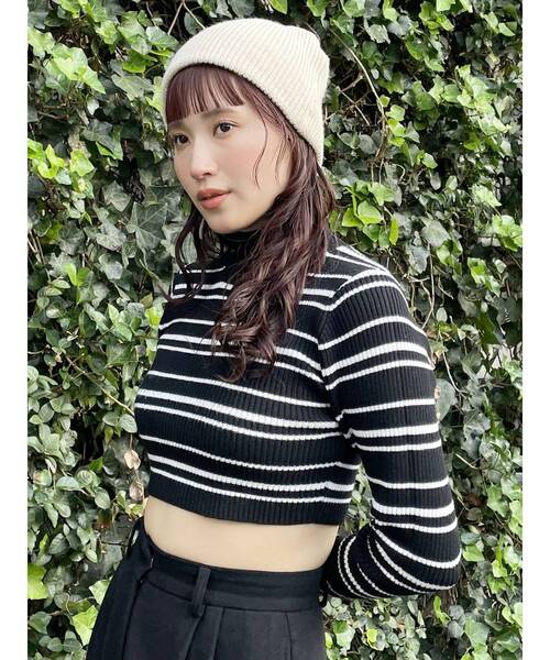 MURUA（ムルーア）の「クロップトメランジニット（ニット/セーター・レディース・レッド/ブルー/ダークグレー/その他1/その他・FREE）」の6枚目の写真