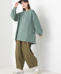 +3℃蓄熱ストレッチボリューム袖Aライン長袖Tシャツ