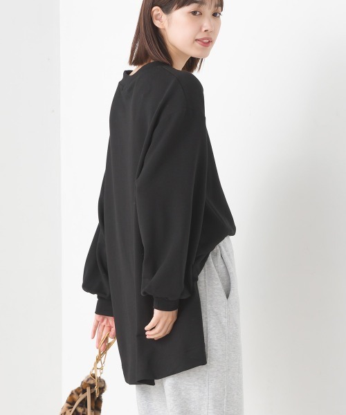 OMNES(オムネス)の「+3℃蓄熱ストレッチボリューム袖Aライン長袖Tシャツ(Tシャツ/カットソー・レディース・ブラック/グリーン/パープル/アイボリー/ブラウン・FREE)」の19枚目の写真