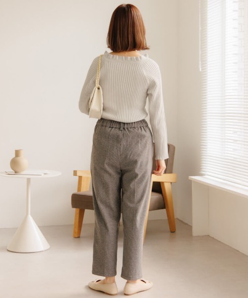 flower(フラワー)の「チェックフリルテーパードパンツ(その他パンツ・レディース・ブラック/ブラウン・FREE)」の8枚目の写真