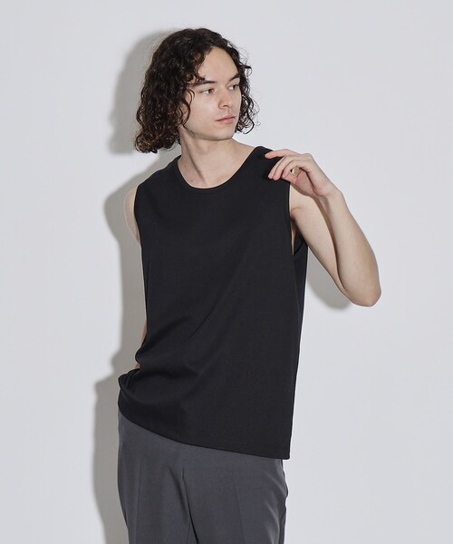 tk.TAKEO KIKUCHI（ティーケータケオキクチ）の「ハイゲージスムースタンクトップ（Tシャツ/カットソー・メンズ・チャコールグレー/ブラック/ホワイト・03/02）」の3枚目の写真