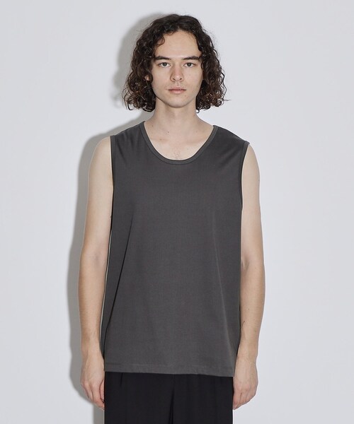 tk.TAKEO KIKUCHI（ティーケータケオキクチ）の「ハイゲージスムースタンクトップ（Tシャツ/カットソー・メンズ・チャコールグレー/ブラック/ホワイト・03/02）」の5枚目の写真