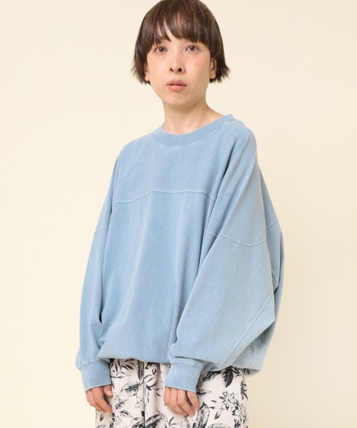 RNA-N（アールエヌエーエヌ）の「M2178 ピグメントダイフットボールT（Tシャツ/カットソー・レディース・ピンク/キナリ/ブラック/ブルー・MEDIUM）」の3枚目の写真