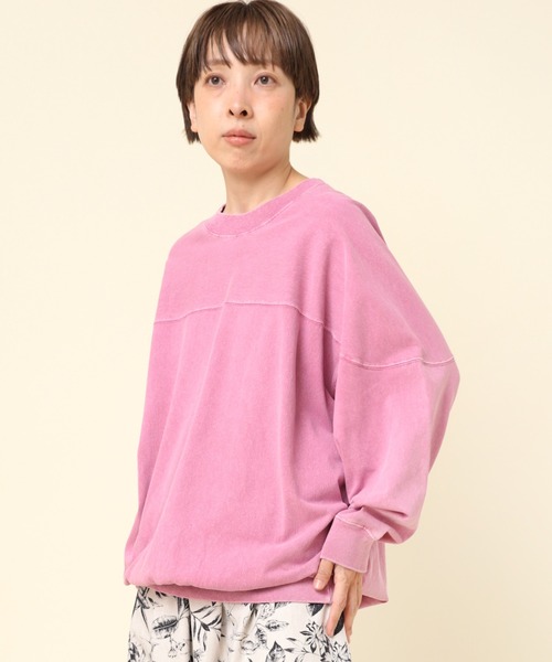 RNA-N（アールエヌエーエヌ）の「M2178 ピグメントダイフットボールT（Tシャツ/カットソー・レディース・ピンク/キナリ/ブラック/ブルー・MEDIUM）」の5枚目の写真