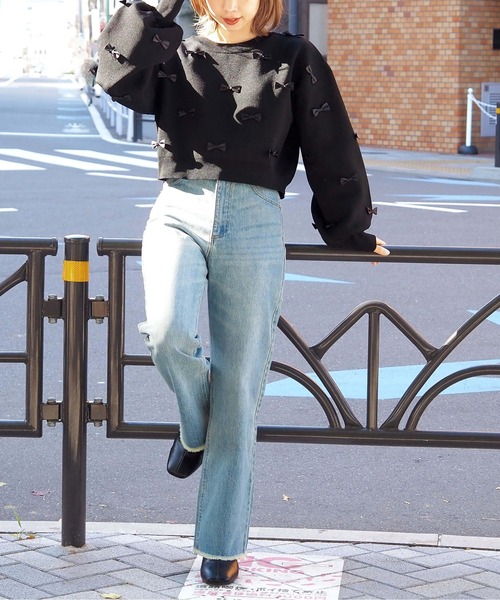 tiptop（ティップトップ）の「リボン付きショート丈ニット（ニット/セーター・レディース・チャコールグレー/ブラック/アイボリー・FREE）」の15枚目の写真