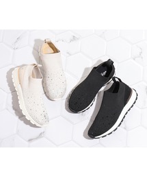【+diana】美品プラスダイアナ ラインストーン ニット ソックススニーカー diana（プラスダイアナ）の「ニットソックススニーカー