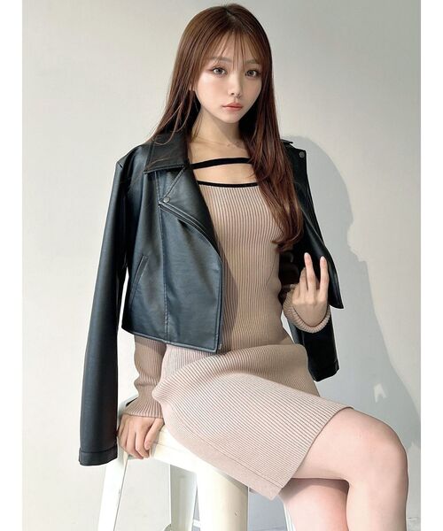 RESEXXY（リゼクシー）の「ストリングデザインタイトニットワンピース（ワンピース・レディース・ブラック/その他1/ブルー・SMALL/MEDIUM）」の4枚目の写真