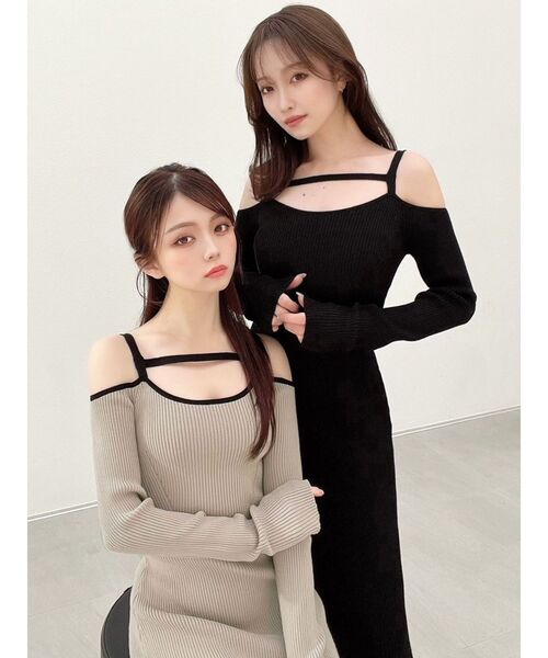 RESEXXY（リゼクシー）の「ストリングデザインタイトニットワンピース（ワンピース・レディース・ブラック/その他1/ブルー・SMALL/MEDIUM）」の6枚目の写真