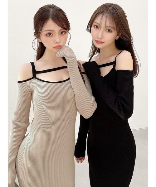 RESEXXY（リゼクシー）の「ストリングデザインタイトニットワンピース（ワンピース・レディース・ブラック/その他1/ブルー・SMALL/MEDIUM）」の7枚目の写真