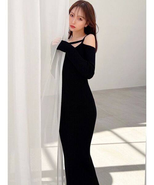 RESEXXY（リゼクシー）の「ストリングデザインタイトニットワンピース（ワンピース・レディース・ブラック/その他1/ブルー・SMALL/MEDIUM）」の9枚目の写真