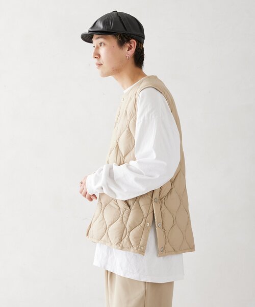 TAION（タイオン）の「【TAION / タイオン】別注 ミリタリー クルーネックダウンベスト（ダウンジャケット/コート・メンズ・ブラック/ベージュ/オリーブ・MEDIUM/LARGE）」の8枚目の写真