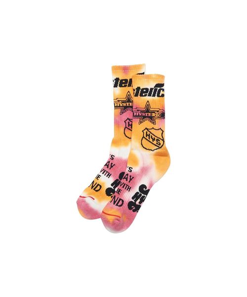 HYSTERIC GLAMOUR(ヒステリックグラマー)の「LOGO SCRATCH柄 タイダイソックス(ソックス/靴下・メンズ・グリーン/ブルー/オレンジ・FREE)」の3枚目の写真