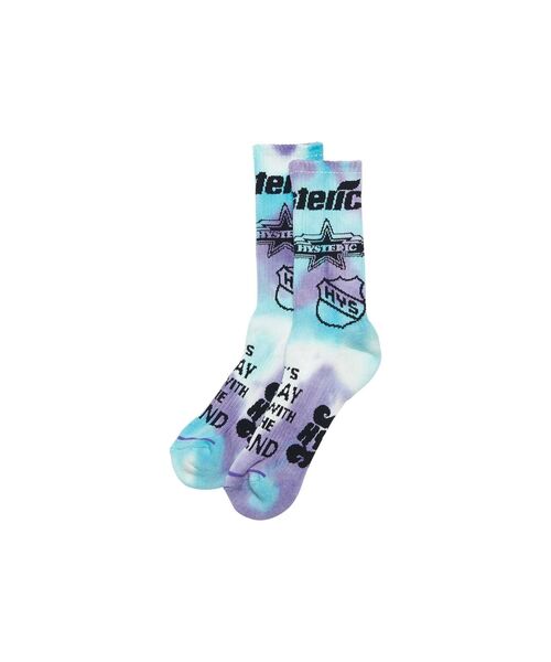 HYSTERIC GLAMOUR(ヒステリックグラマー)の「LOGO SCRATCH柄 タイダイソックス(ソックス/靴下・メンズ・グリーン/ブルー/オレンジ・FREE)」の2枚目の写真