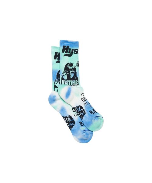 HYSTERIC GLAMOUR(ヒステリックグラマー)の「LOGO SCRATCH柄 タイダイソックス(ソックス/靴下・メンズ・グリーン/ブルー/オレンジ・FREE)」の4枚目の写真