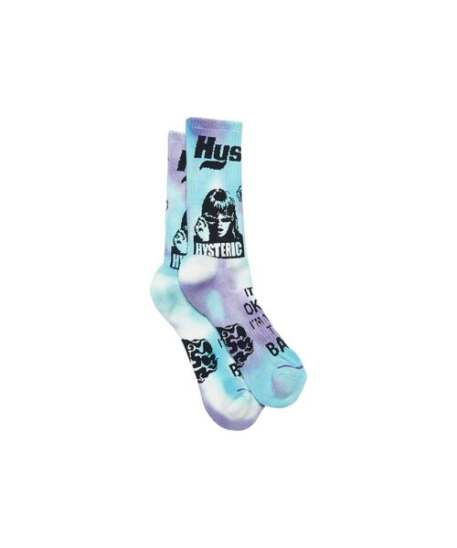HYSTERIC GLAMOUR(ヒステリックグラマー)の「LOGO SCRATCH柄 タイダイソックス(ソックス/靴下・メンズ・グリーン/ブルー/オレンジ・FREE)」の5枚目の写真