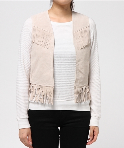 Sheta（シータ）の「スエードフリンジベスト（その他アウター・レディース・ベージュ/ブラウン・FREE）」の8枚目の写真