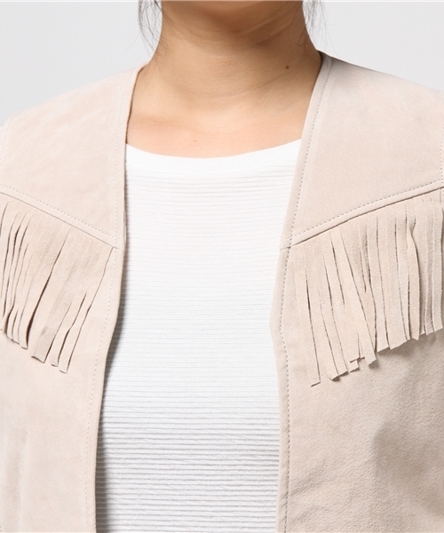 Sheta（シータ）の「スエードフリンジベスト（その他アウター・レディース・ベージュ/ブラウン・FREE）」の3枚目の写真