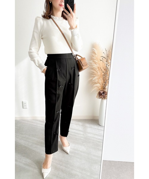 &. NOSTALGIA(アンドドットノスタルジア)の「【ZOZO限定】リボンテーパードパンツ(その他パンツ・レディース・グレー/ブラック・M)」の22枚目の写真