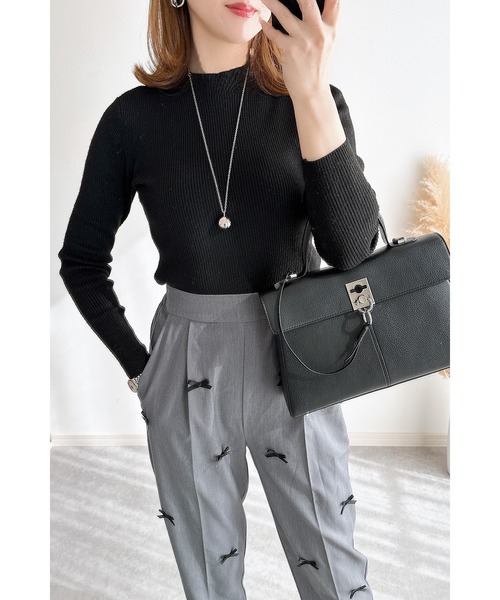 &. NOSTALGIA(アンドドットノスタルジア)の「【ZOZO限定】リボンテーパードパンツ(その他パンツ・レディース・グレー/ブラック・M)」の15枚目の写真