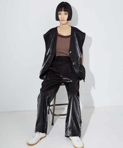 NOMINE（ノミネ）の「【セットアップ着用可】サテンパンツ（スラックス・レディース・ホワイト/シルバー/ブラック/ダークグリーン/ブロンズ・S/M）」の17枚目の写真