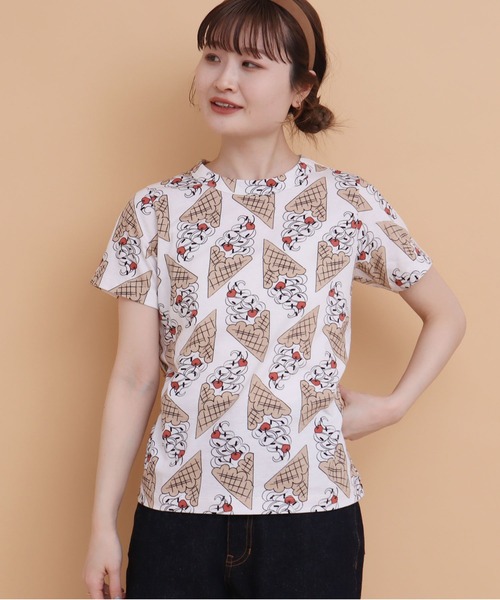 peu pres(プープレ)の「ソフトクリーム総柄Tシャツ(Tシャツ/カットソー・レディース・ホワイト・FREE)」の3枚目の写真