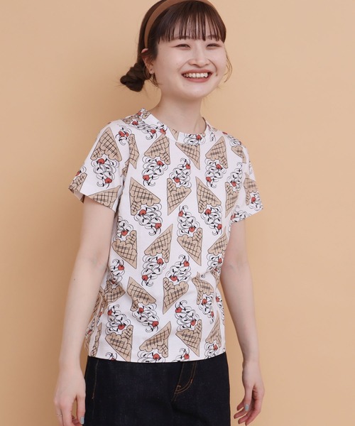 peu pres(プープレ)の「ソフトクリーム総柄Tシャツ(Tシャツ/カットソー・レディース・ホワイト・FREE)」の10枚目の写真