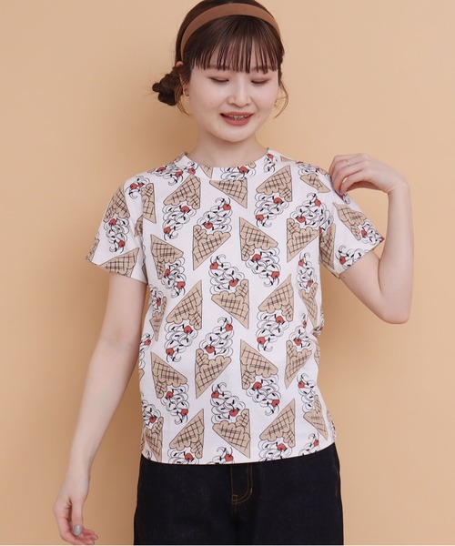 peu pres(プープレ)の「ソフトクリーム総柄Tシャツ(Tシャツ/カットソー・レディース・ホワイト・FREE)」の12枚目の写真